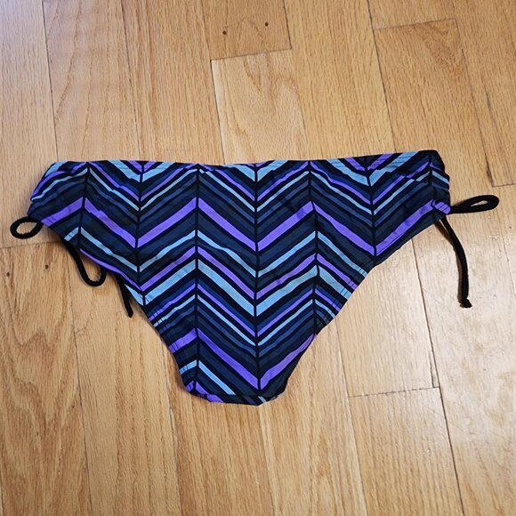 Mossimo Supply Co. Purple/Black Zig-Zag Print Bikini Swim Suit Bottom Size Large - Picture 12 of 13